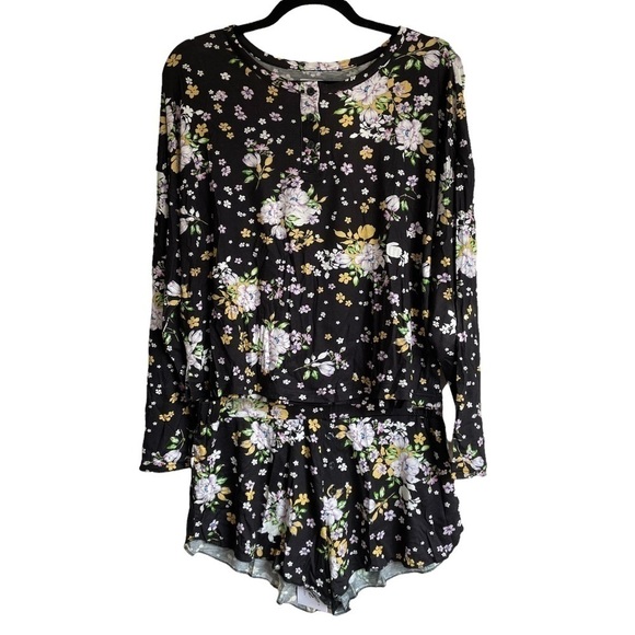 PLUSH X Revolve Ultrasoft Black Multi Floral Pajamas - Picture 3 of 14